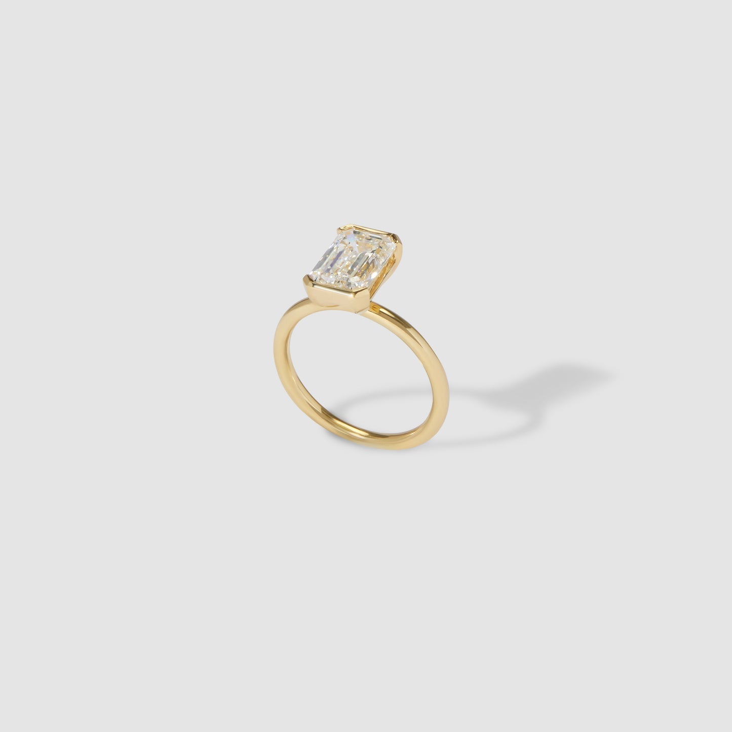 Emerald Shaped Half Bezel Lab Grown Diamond Engagement Ring