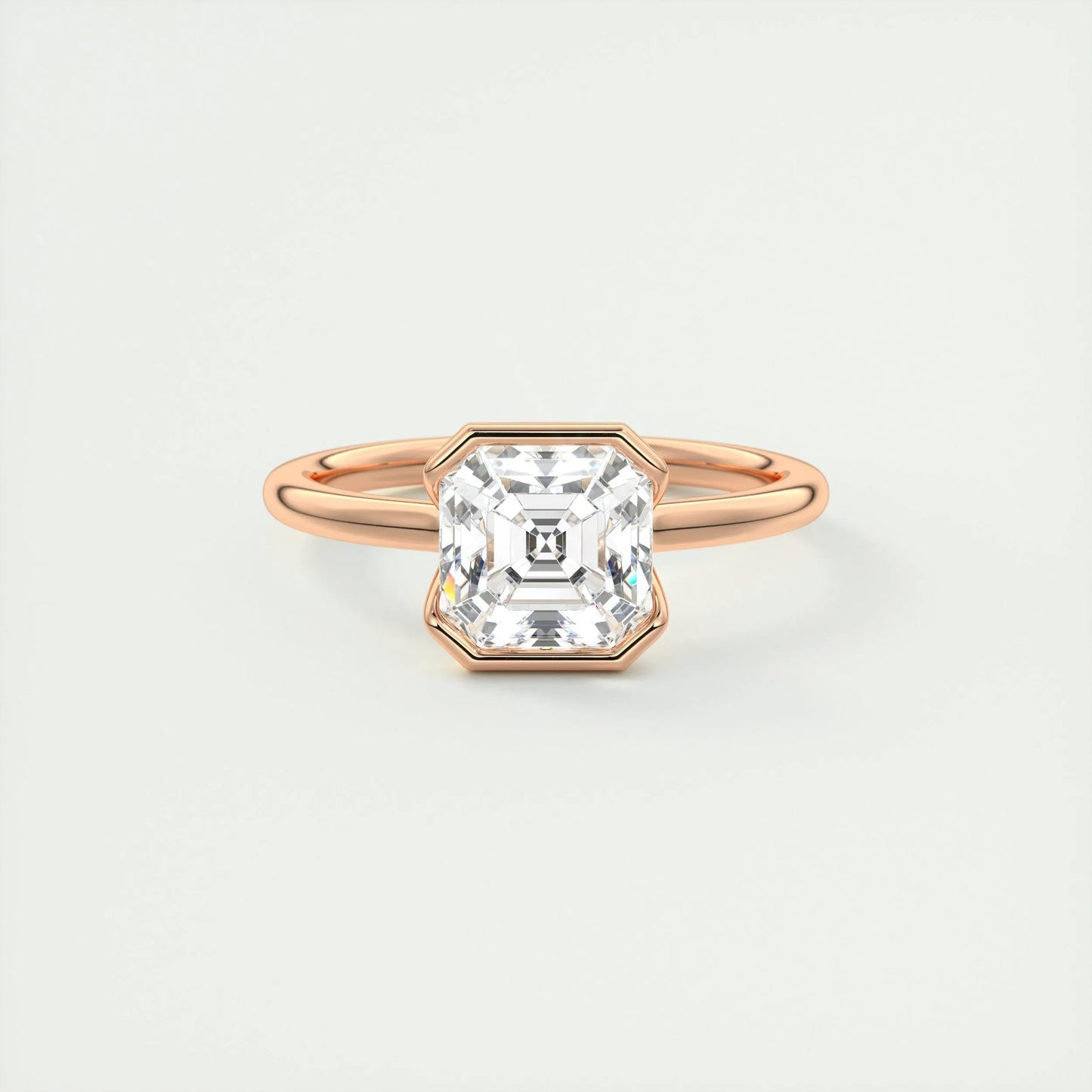 2 CT Asscher Half Bezel CVD F/VS1 Diamond Engagement Ring 16