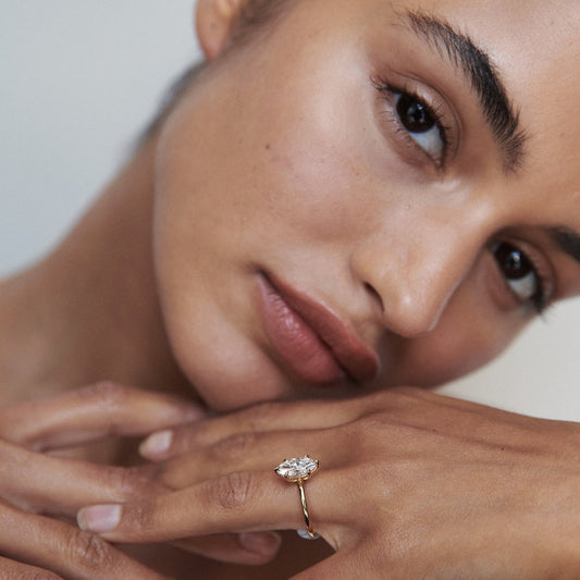 Stunning 1 CT Marquise Moissanite Engagement Ring with Solitaire Design