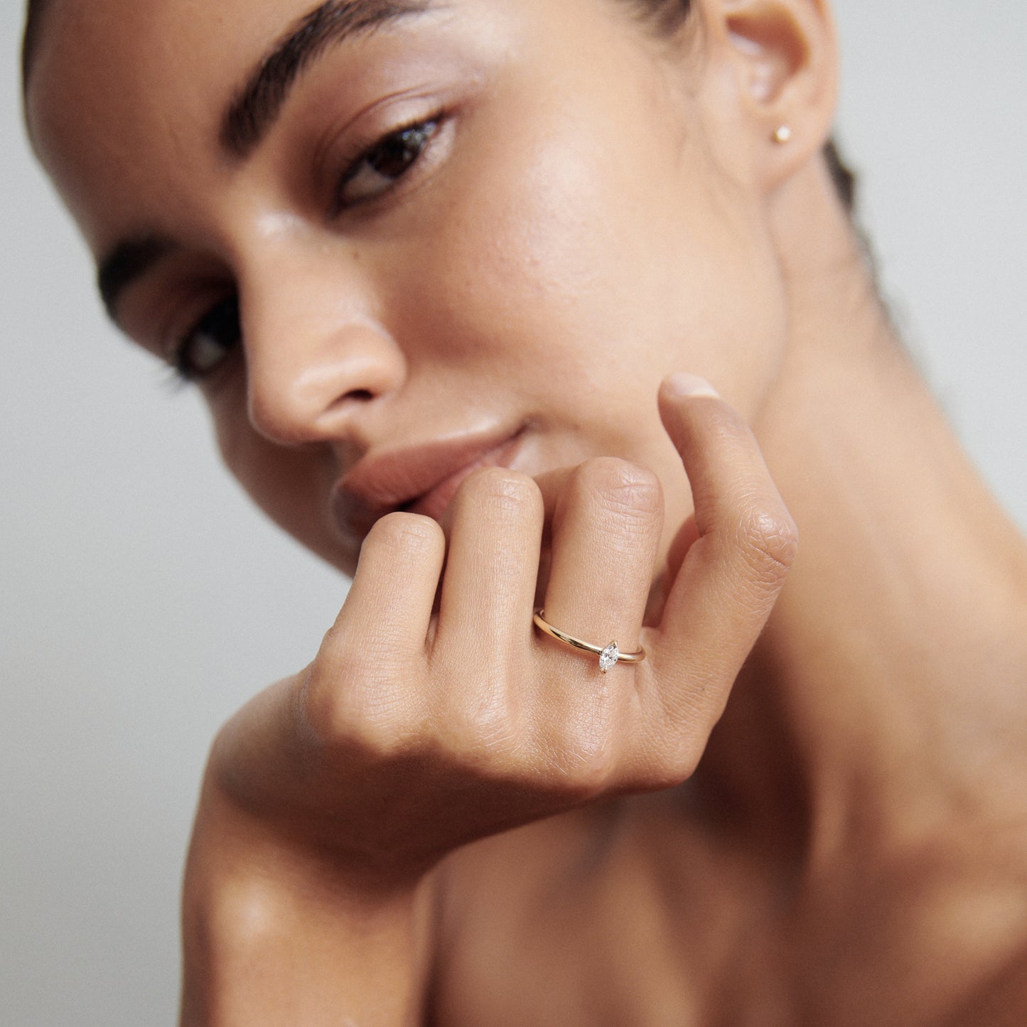 Stunning 0.10 CT Marquise Moissanite Engagement Ring with Solitaire Design