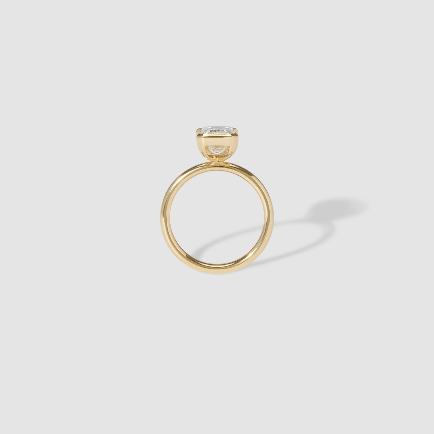 Emerald Shaped Half Bezel Lab Grown Diamond Engagement Ring