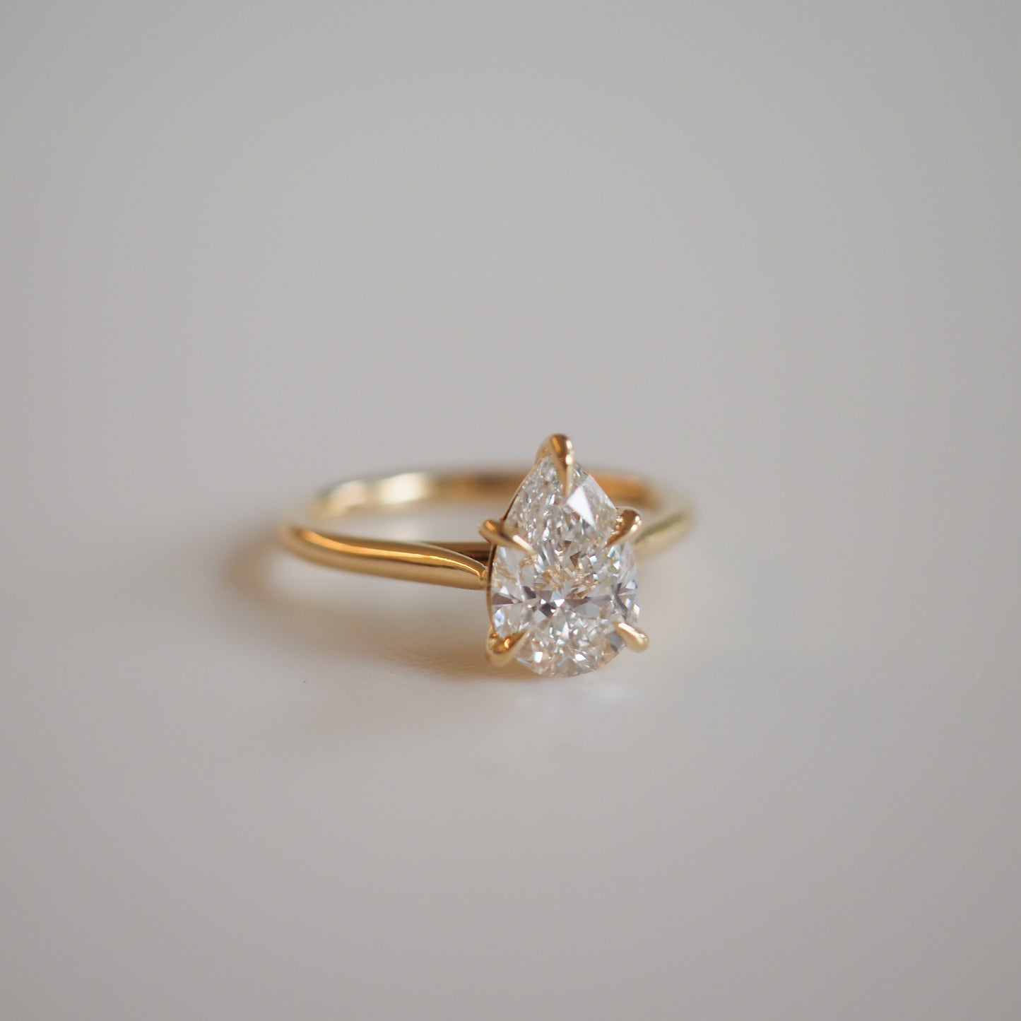 Pear Shaped Solitaire Cathedral Lab Grown Diamond Engagement Ring