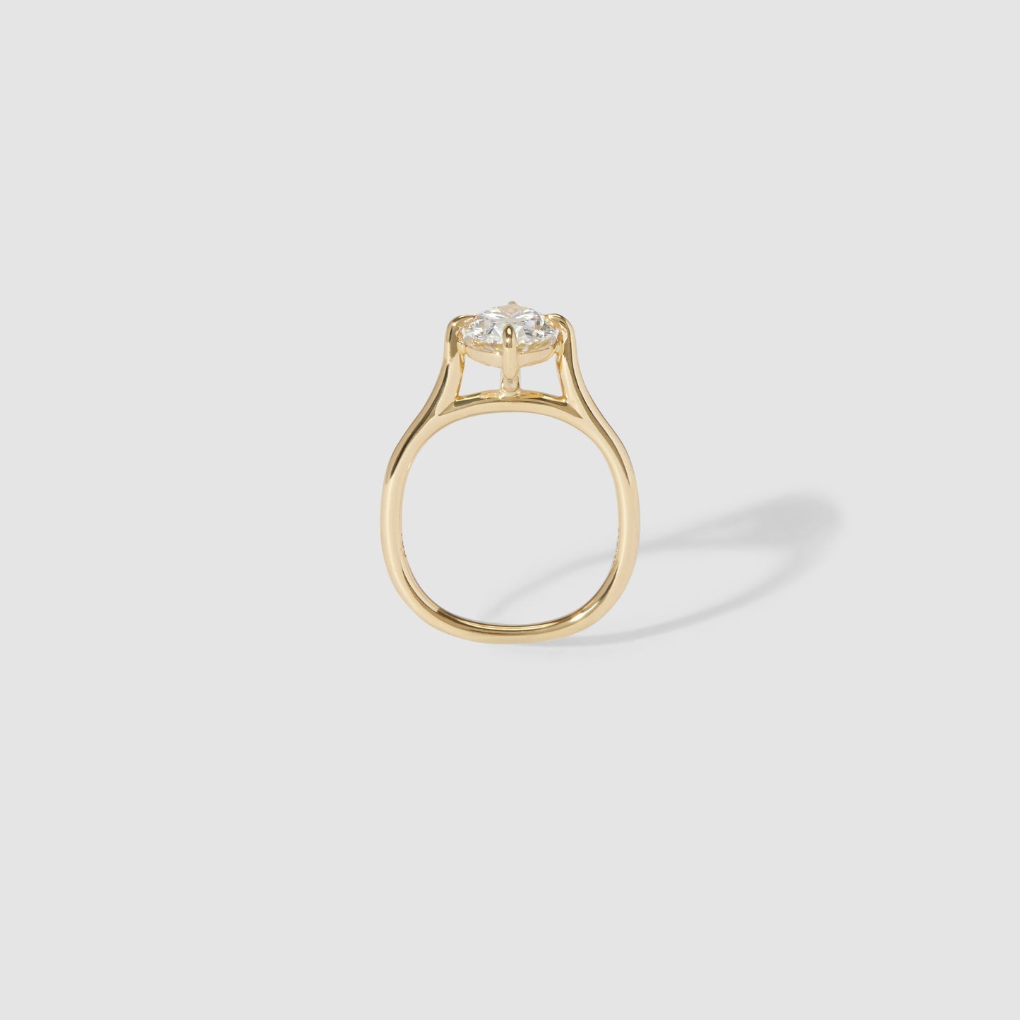 Oval Shaped Solitaire Cathedral Lab Grown Diamond Engagement Ring