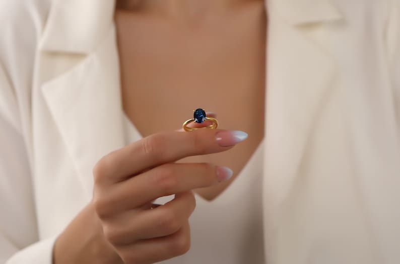 Oval Solitaire Sapphire Gemstone Engagement Ring