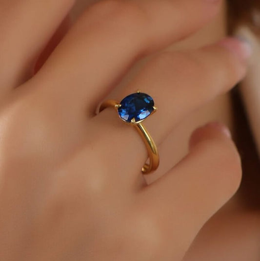 Oval Solitaire Sapphire Gemstone Engagement Ring