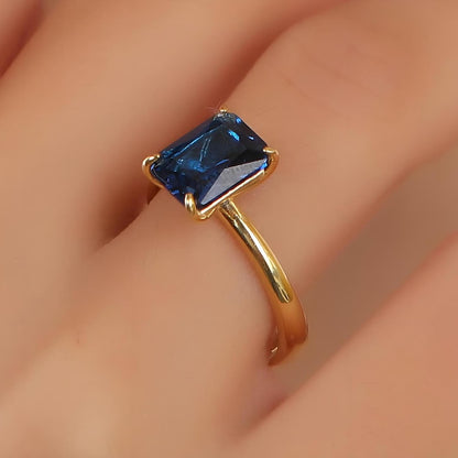 Radiant Solitaire Sapphire Gemstone Engagement Ring